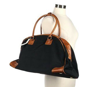 NWOT ADRIENNE VITTADINI XL WEEKENDER BLK CANVAS ALLIGATOR PRINT LEATHER $300 VTG